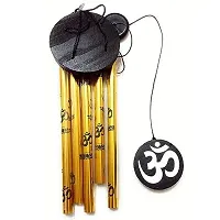 Siyaram Collections feng Shui 5 Pipes OM Wind Chime Gift Decor for Peace of Mind Body and Soul 36 cm (Golden, Metal)-thumb3