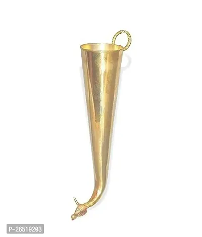 HOUSEOFASTRO Puja N Pujari Brass Gaumukhi Shringi for Abhishek, Bathing Pot for God Idols - 20 cm (Golden, Brass)