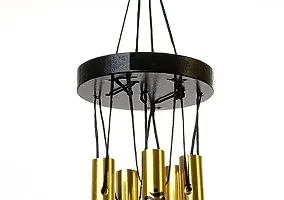 HOUSEOFASTRO Feng Shui Om 5 Pipe Wind Chime Hanging for Home Positive Energy with Good Sound (14 Inch Height) (Golden, Metal)-thumb4