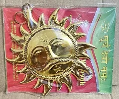 ASTROTALKS Golden Sun Face Hanging Bronze Sun Mask Door Wall Hanging Size Aprox 6 inches (Golden, Copper)-thumb3