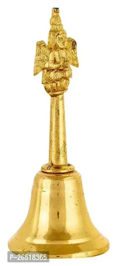 ASTROTALKS Brass Pooja Bell with Kuber Sitting On Top || Pure Brass Kuber Ganti || Ghanti for Pooja Mandir (4.5 Inches Height) (Brass, Golden)