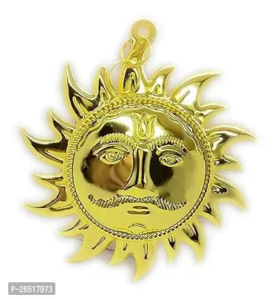 ASTROTALKS Golden Sun Face Hanging Bronze Sun Mask Door Wall Hanging Size Aprox 6 inches (Golden, Copper)-thumb2