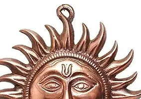 Siyaram Gallery Home Vastu Sun Surya Face Copper God Sun Wall Hanging (6 inch, Bronze, Copper)-thumb1