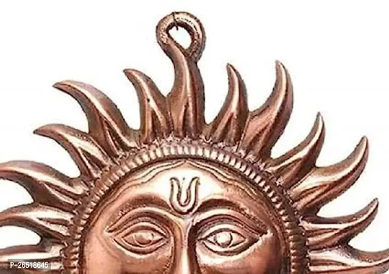 Siyaram Gallery Home Vastu Sun Surya Face Copper God Sun Wall Hanging (6 inch, Bronze, Copper)-thumb2