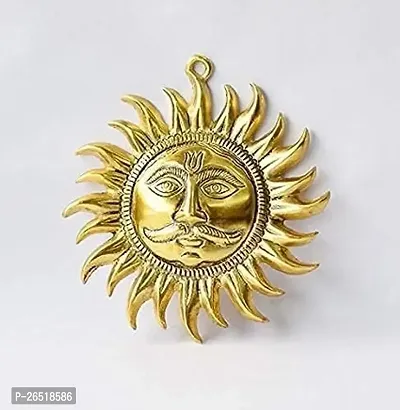 Siyaram Gallery Golden Sun Face Hanging, Round Shape, Brass Mix Made, Size 6 Inch (Golden, Copper)-thumb2