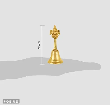 Siyaram Collections Brass Ghanti Small Ganti Bell for Pooja Room Temple Mandir Home Medium Gift Item (10 cm Height) (Brass, Golden)-thumb4