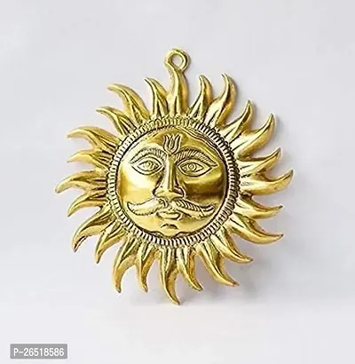 Siyaram Gallery Golden Sun Face Hanging, Round Shape, Brass Mix Made, Size 6 Inch (Golden, Copper)