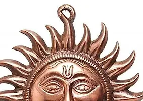 Siyaram Gallery Copper Made Wall Hanging Surya Idol/Wall Hanging Surya Narayan Idol to Protect Home from All Kind of Negative Energy (6 inch) (Brown, Copper)-thumb1