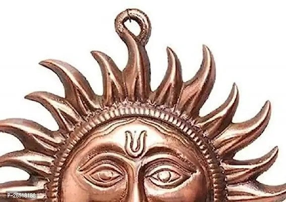 Siyaram Gallery Copper Made Wall Hanging Surya Idol/Wall Hanging Surya Narayan Idol to Protect Home from All Kind of Negative Energy (6 inch) (Brown, Copper)-thumb2