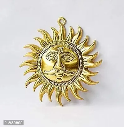 ASTROTALKS Golden Sun Face Hanging, Round Shape, Brass Made, Size Aprox 7inches and 60g, Pack of 1 Golden Sun in Box-thumb3