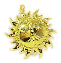 ASTROTALKS Golden Sun Face Hanging, Round Shape, Brass Made, Size Aprox 7inches and 60g, Pack of 1 Golden Sun in Box-thumb1