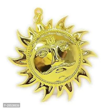 ASTROTALKS Golden Sun Face Hanging, Round Shape, Brass Made, Size Aprox 7inches and 60g, Pack of 1 Golden Sun in Box-thumb2