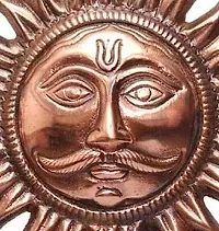 Siyaram Gallery Home Vastu Sun Surya Face Copper God Sun Wall Hanging (6 inch, Bronze, Copper)-thumb2