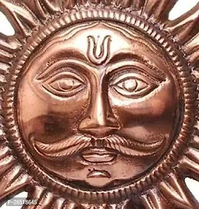 Siyaram Gallery Home Vastu Sun Surya Face Copper God Sun Wall Hanging (6 inch, Bronze, Copper)-thumb3