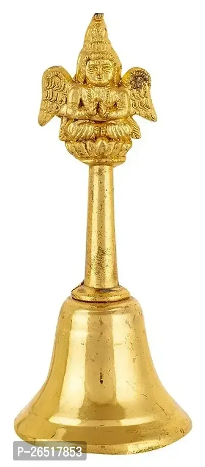 Siyaram Collections Brass Ghanti Small Ganti Bell for Pooja Room Temple Mandir Home Medium Gift Item (10 cm Height) (Brass, Golden)