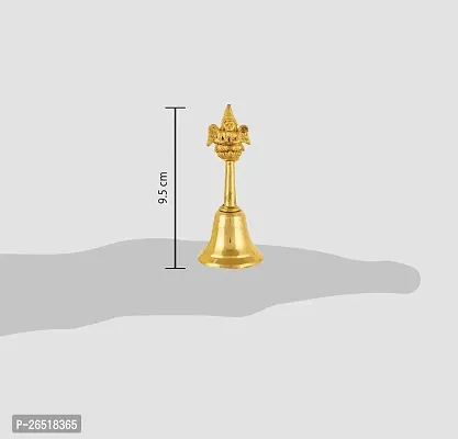 ASTROTALKS Brass Pooja Bell with Kuber Sitting On Top || Pure Brass Kuber Ganti || Ghanti for Pooja Mandir (4.5 Inches Height) (Brass, Golden)-thumb4