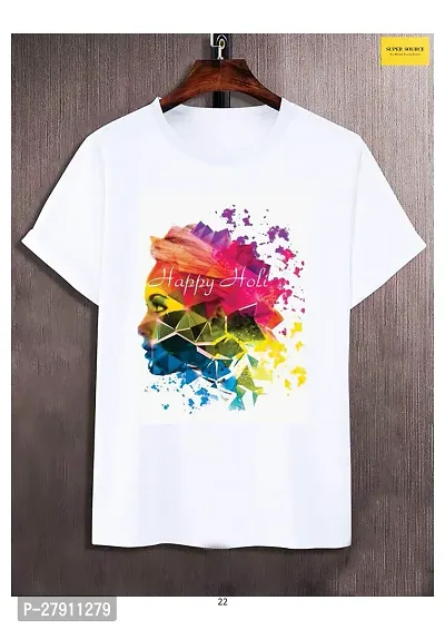 Reliable White Cotton Blend Printed Tees For Men-thumb0