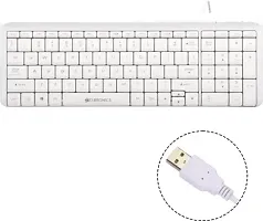 Zeb-Glide / Multimedia, Rupee Symbol Key, Gold Plated USB Connector Wired USB Desktop Keyboard  (White)-thumb1