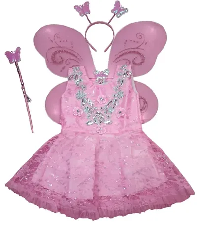 Kids Embellished Cotton Partywear Pari Frock with Magic Stick