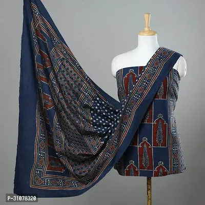 Elegant Multicoloured Cotton Printed Top Material with Dupatta For Women