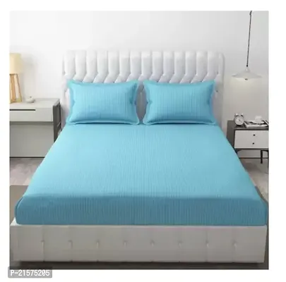 Comfortable Blue Cotton Double Bedsheet-thumb0