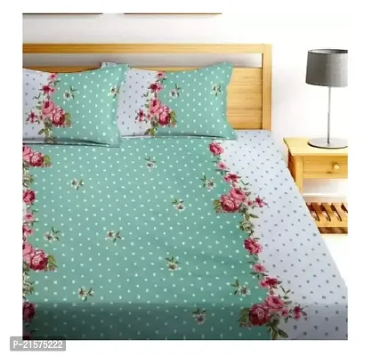 Comfortable Green Polycotton Double Bedsheet-thumb0