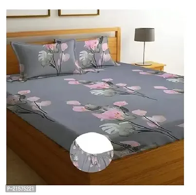 Comfortable Grey Polycotton Double Bedsheet-thumb0