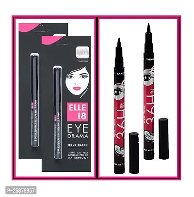 ELLE18 Eye Drama Kajal Pack Of-2 And 36 H Eye Liner Pack Of-2-thumb0