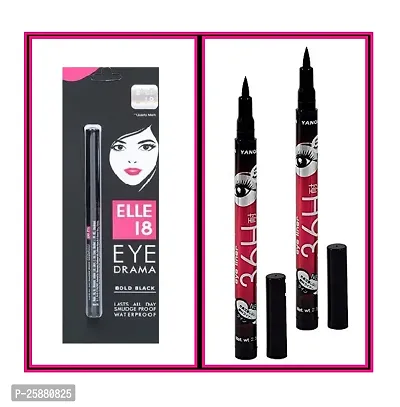 ELLE18 Eye Drama Kajal  And 36 H Eye Liner Pack Of-2-thumb0