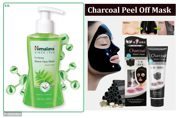 Himalaya Purifying Neem Face Wash 200 ml And Charcoal Peel Off mask 100 ml