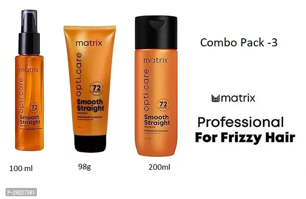 Matrix Professional Hair Silky  Serum 100 ml + Hair Conditioner 98 gm + Hair Smooth Opti Care  Shampoo 200 ml  Combo Pack-thumb0