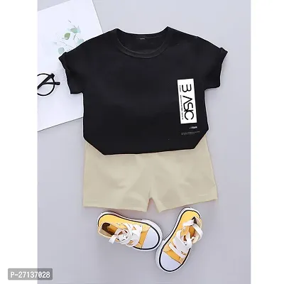 Fabulous Black Cotton Blend Printed T-Shirts with Shorts For Boys-thumb0