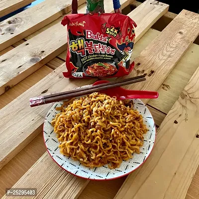 Samyang Hot Chicken Ramen 2X Spicy Buldak Noodles - (140gx5pack) Instant Noodles Non-vegetarian (5 x 140 g)-thumb3