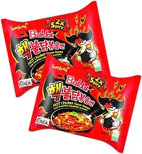 Samyang Hot Chicken Ramen 2X Spicy Buldak Noodles - (140gx5pack) Instant Noodles Non-vegetarian (5 x 140 g)-thumb3