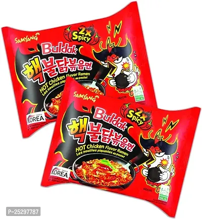 Samyang 2x Spicy  3x Spicy Hot Chicken Flavour Ramen Instant Korean Noodles Non-vegetarian (2 x 140 g)-thumb2