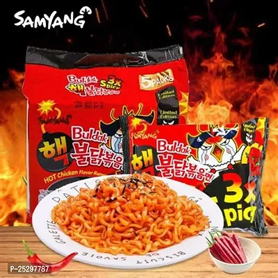 Samyang 2x Spicy  3x Spicy Hot Chicken Flavour Ramen Instant Korean Noodles Non-vegetarian (2 x 140 g)-thumb5