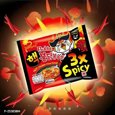 Samyang Hot Chicken Ramen 3X Spicy Buldak Noodles - 140g Instant Noodles Non-vegetarian-thumb0