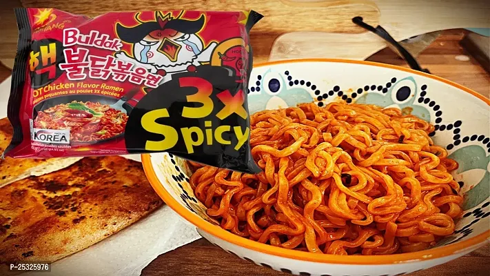 Samyang Hot Chicken Ramen 3X Spicy Buldak Noodles - (140gx5pack) Instant Noodles Non-vegetarian (5 x 140 g)-thumb4