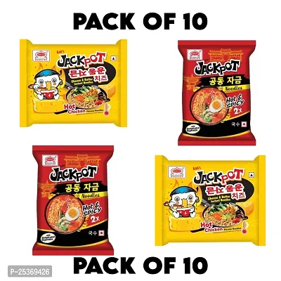 NEPALI JACKPOT 2X Hot  Spicy Cheese Flavour Instant Noodle Hot Chicken-100gmX10(Pack of 10)|Imported-thumb0