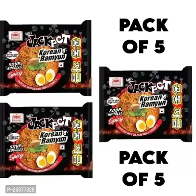 NEPALI JACKPOT Korean Ramyun Instant Noodle Hot Chicken With Dehydrated Vegetables -100gmX5(Pack of 5)|Imported