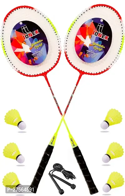 Single Shaft Badminton Racket With A Set Of 2 Piece And 6Piece Plastic Shuttle
