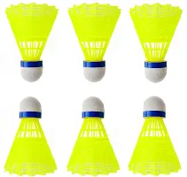 Double Shaft Multi Color Set Of 6 Piece Badminton Racket With 3 Piece Plastic Shuttle-thumb2