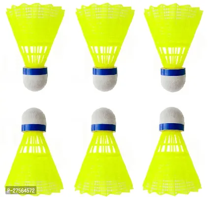 Double Shaft Multi Color Set Of 6 Piece Badminton Racket With 3 Piece Plastic Shuttle-thumb3
