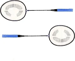 Iron Body Badminton Racket Pack Of 2 Piece Badminton With 6 Plastic Shuttles-thumb1