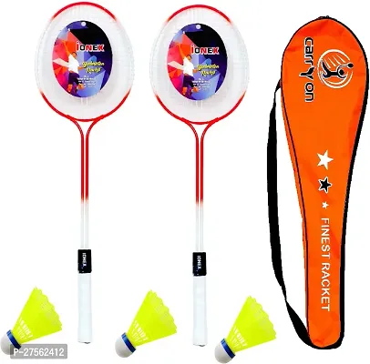 Dual Saft Badminton Racket 2 Piece With 3 Piece Shuttle With Carry Bag-thumb0