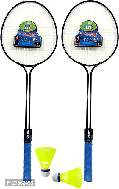 2 Piece Badminton Racket With 2 Piece Plastic Shuttle Cock-thumb0