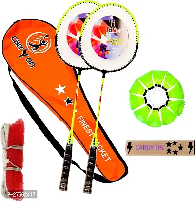 Multicolor Aluminum Badminton Racket 2 Piece With 10 Piece Shuttle Net Bag