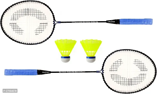 Single Shaft Badminton Racket Pack Of 2 Piece Badminton With 2 Plastic Shuttles