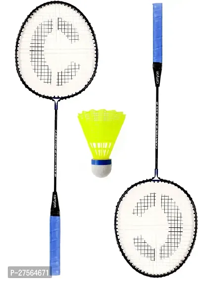 Single Shaft Badminton 2 Piece With 1 Piece Plastic Shuttle-thumb0