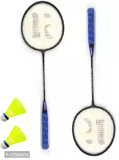 Single Shaft Badminton Set Of 2 With 2 Pc Nylon Shuttle